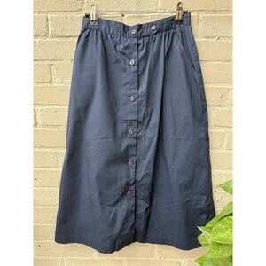 Vintage 70s High Waisted Side Pocket Button A Line Midi 26” Skirt X-Small XS